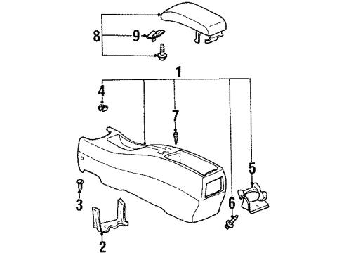 1998 Chevy Prizm Console Body, Charcoal Diagram for 94857405