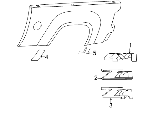 2007 Chevy Silverado 2500 HD Exterior Trim - Pick Up Box Diagram
