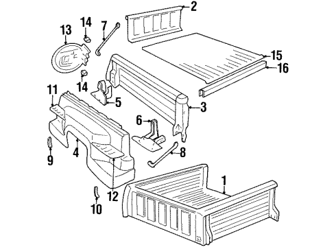 1990 GMC C3500 Pickup Box Assembly, Front & Side Panels, Floor Diagram