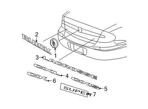 2005 Buick LaCrosse Exterior Trim - Trunk Lid Diagram
