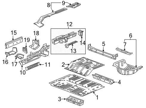 2022 Buick Enclave Rear Floor & Rails Diagram