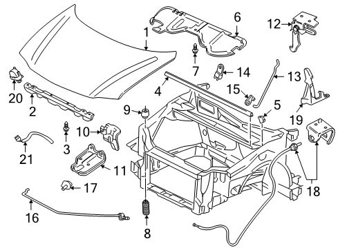 2003 Chevy Venture Hood & Components Diagram