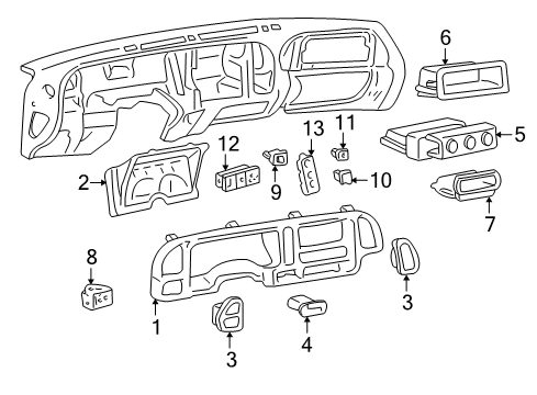 1999 GMC C3500 A/C & Heater Control Units Diagram