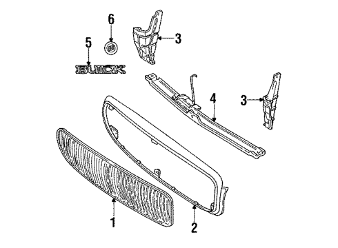 1995 Buick LeSabre Nameplate, Front Diagram for 25554776