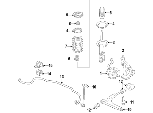 2017 Buick Verano Front Suspension Components, Lower Control Arm, Stabilizer Bar Diagram