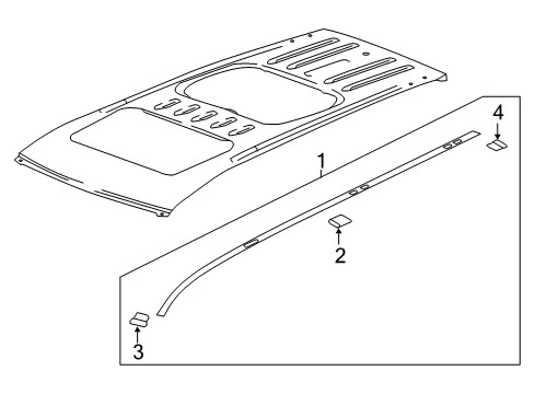 2023 Chevy Traverse Exterior Trim - Roof Diagram