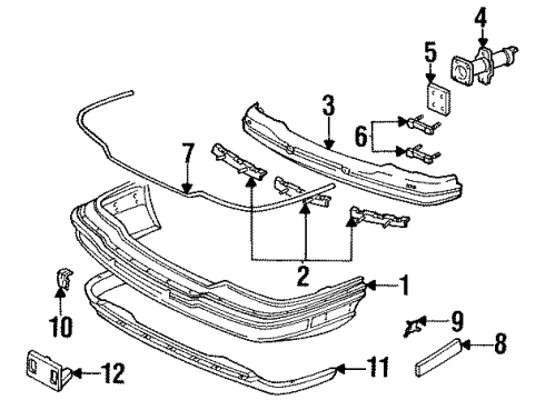 1993 Buick LeSabre Bumper Cover Diagram for 12535485