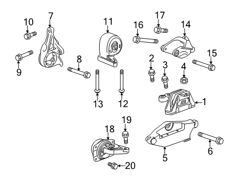 2012 Cadillac SRX Engine & Trans Mounting Diagram
