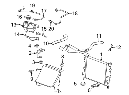 2007 Saturn Sky Radiator & Components Diagram