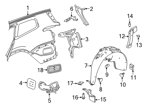 2024 Cadillac XT6 Quarter Panel & Components Diagram