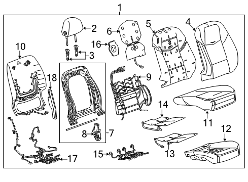 2017 Cadillac CTS Seat Cushion Pad Diagram for 23157418