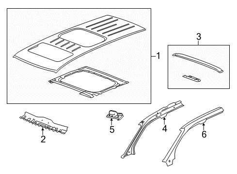 2010 Chevy Traverse Roof & Components Diagram