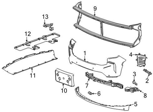 2022 Chevy Suburban Bumper & Components - Front Diagram