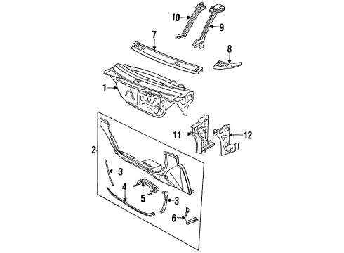 1994 Saturn SL2 Cowl Panels Diagram