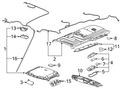 2017 Chevy Express 2500 Interior Trim - Roof Diagram