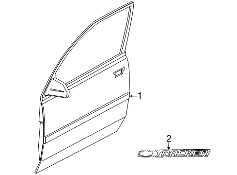 2004 Chevy Tracker Exterior Trim - Front Door Diagram