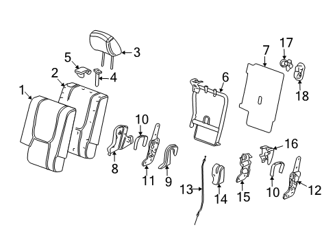 2007 Pontiac Torrent Rear Seat Components Diagram