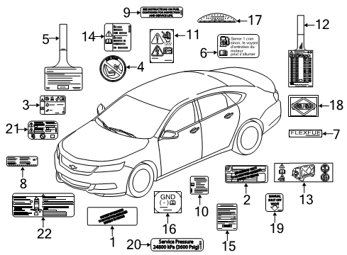 2020 Chevy Impala Information Labels Diagram