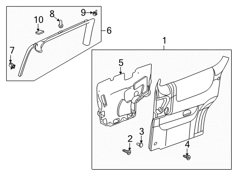 2008 Chevy Uplander Interior Trim - Side Loading Door Diagram