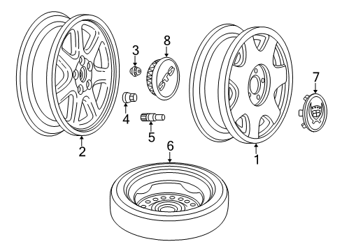 2001 Cadillac Seville Center Cap Diagram for 9594637