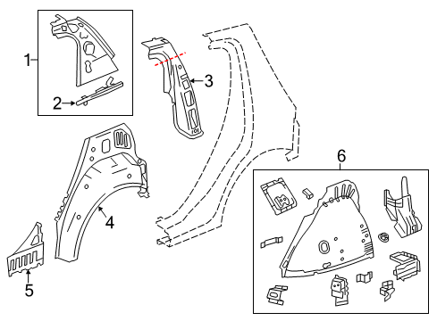 2017 Chevy Sonic Inner Structure - Quarter Panel Diagram