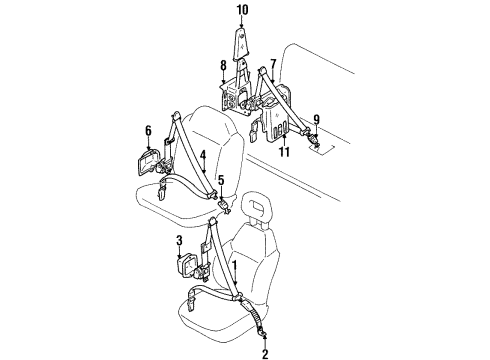 1998 Chevy Tracker Seat Belt Assembly Diagram for 91172049