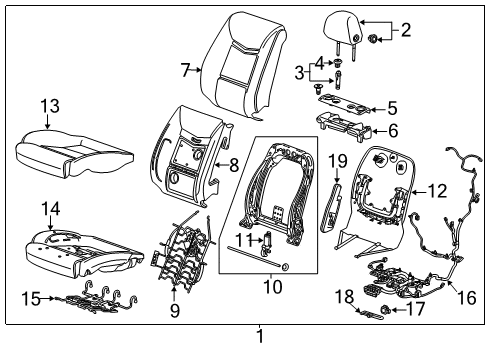 2019 Cadillac XTS Driver Seat Components Diagram