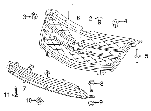 2012 Chevy Volt Grille & Components Diagram