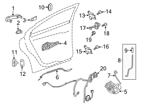 2015 Chevy Malibu Rear Door - Lock & Hardware Diagram