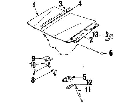 1993 Buick Century Hood & Components Diagram