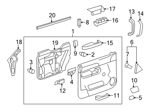 2014 Chevy Silverado 2500 HD Interior Trim - Front Door Diagram