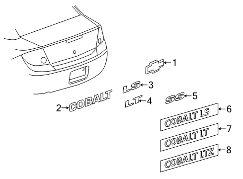 2009 Chevy Cobalt Exterior Trim - Trunk Lid Diagram