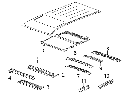 2011 GMC Terrain Roof & Components Diagram 1 - Thumbnail