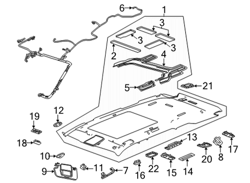 2022 Cadillac Escalade Interior Trim - Roof Diagram