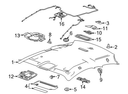 2016 Cadillac ELR Interior Trim - Roof Diagram
