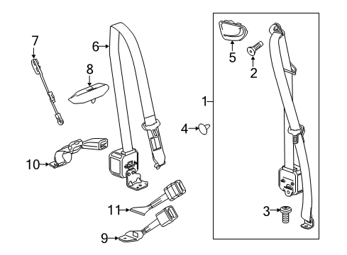 2019 GMC Canyon Lap & Shoulder Belt, Front Driver Side Diagram for 84583982