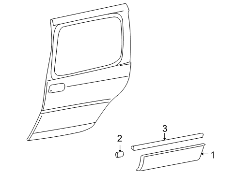 2005 Pontiac Montana Body Side Molding, Red, Rear Driver Side Diagram for 15824005