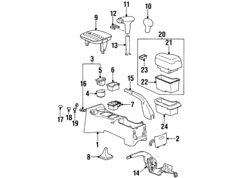 2000 Saturn SC1 Front Console, Rear Console Diagram