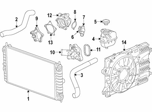 2016 Chevy Cruze Cooling System, Radiator, Water Pump, Cooling Fan Diagram