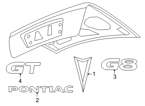 2009 Pontiac G8 Exterior Trim - Trunk Lid Diagram