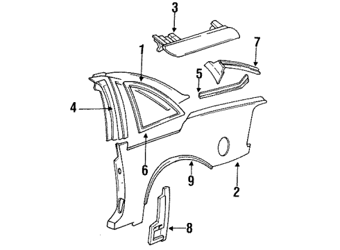 1994 Pontiac Grand Prix Quarter Panel & Components Diagram