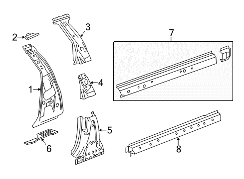 2016 Cadillac ELR Lock Pillar, Rocker Panel Diagram