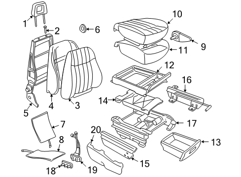 2005 Pontiac Montana Front Seat Components Diagram