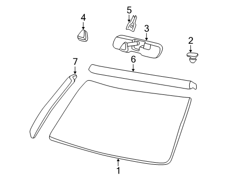 2004 Chevy Trailblazer Windshield Glass, Reveal Moldings Diagram