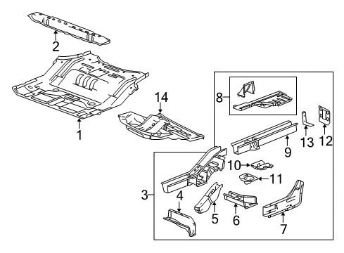 2005 Chevy Equinox Rear Body - Floor & Rails Diagram