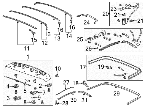 2014 Chevy Camaro Frame & Components - Convertible Top Diagram