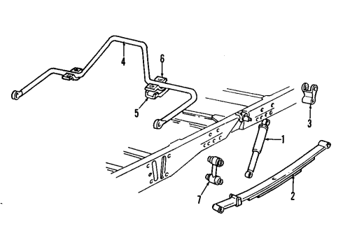 1999 GMC C3500 Rear Suspension Components, Stabilizer Bar Diagram