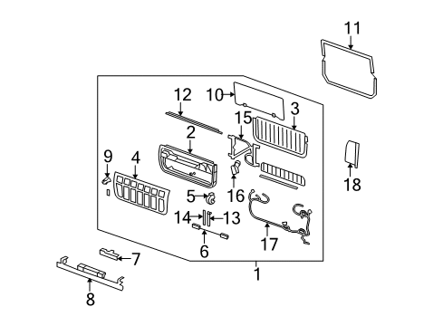 2006 Hummer H2 Rear Body - Gate & Hardware Diagram