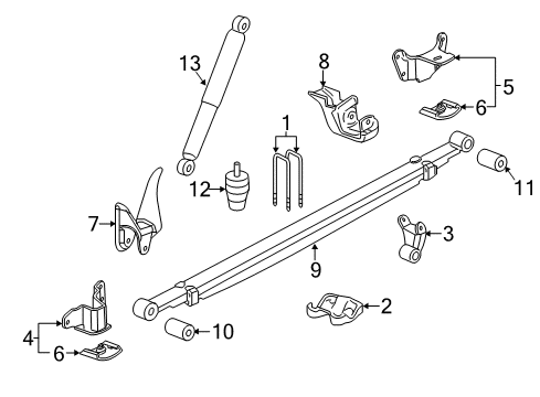 2012 GMC Sierra 3500 HD Rear Suspension Components, Stabilizer Bar Diagram