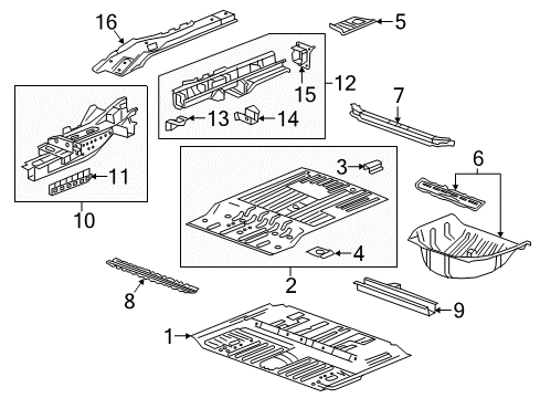 2022 Cadillac XT5 Rear Floor & Rails Diagram
